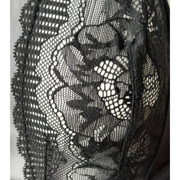 Charade by Change Lingerie Black Lace Bra 32H Rhinestone Sheer Plunge Underwire - Picture 2 of 7